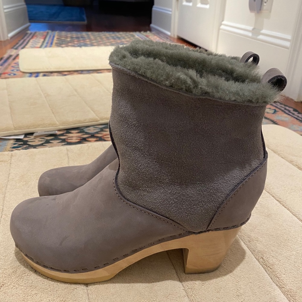 No 6 shearling high ankle boot grey